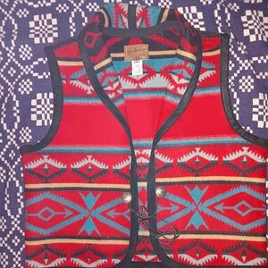 RARE VINTAGE PENDLETON SANTA FE SOUTHWESTERN 100%VIRGIN WOOL VEST SIZE LARGE !